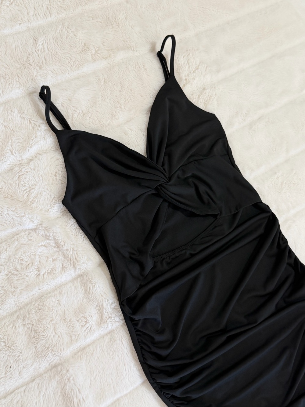 SHEIN SXY Black Twist Front Ruched Cutout Bodycon Cami Mini Dress Medium